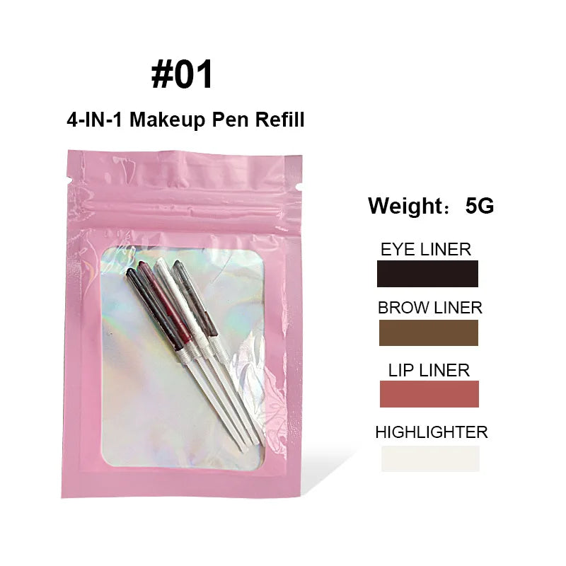4 In 1 Eyeliner Eyebrow Pencil Waterproof Long Lasting Easy Color Eyebrow Pen Sweatproof Lip Liner Pen Makeup Cosmetic Tool