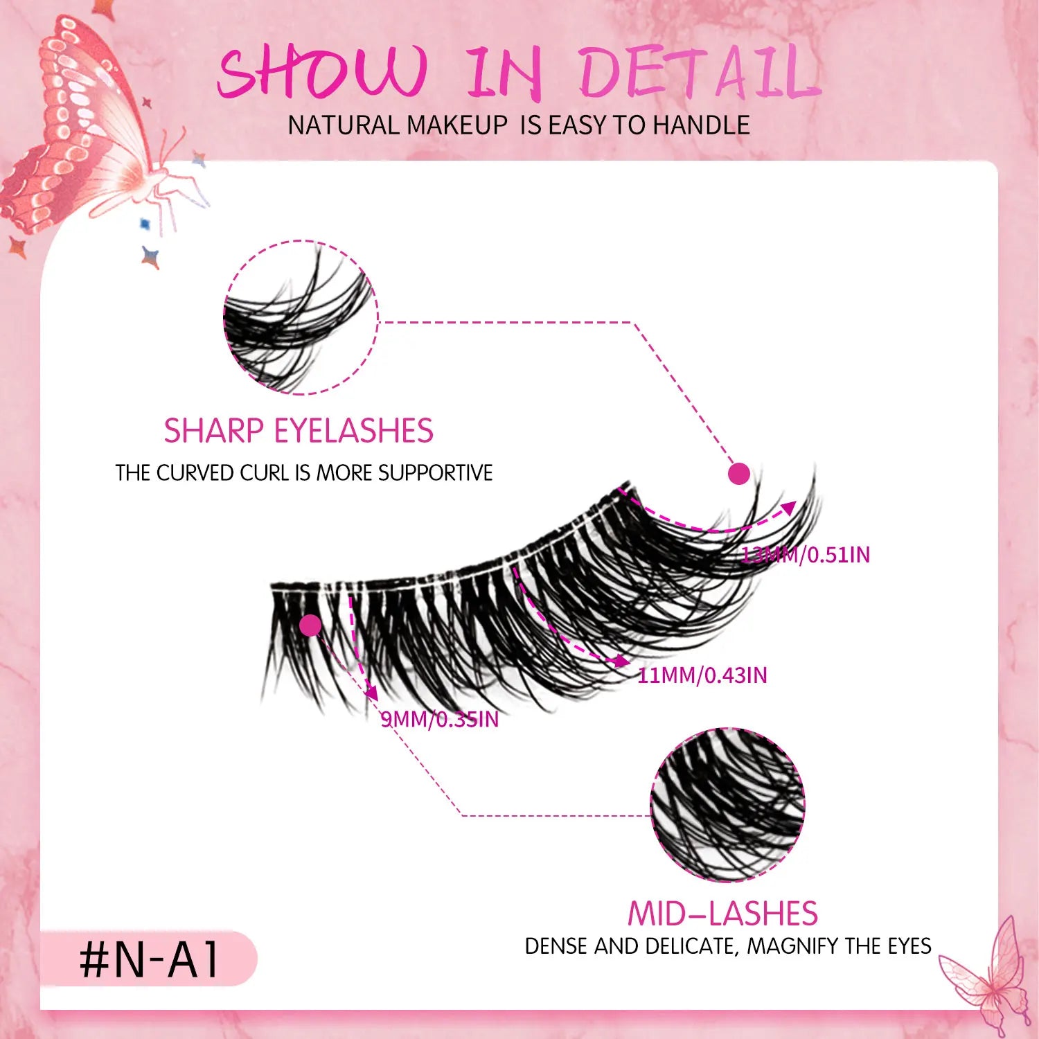 GROINNEYA Natural Half Lashes Cat Eyelashes Soft Wispy with Clear Invisible Band Reusable Faux Mink Eyelashes Makeup
