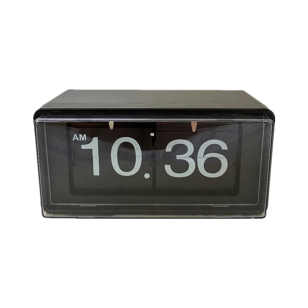 Retro Metal European Style Light Luxury Classic Black and White Large Number Automatic Page Turning Clock Living Room Ornament