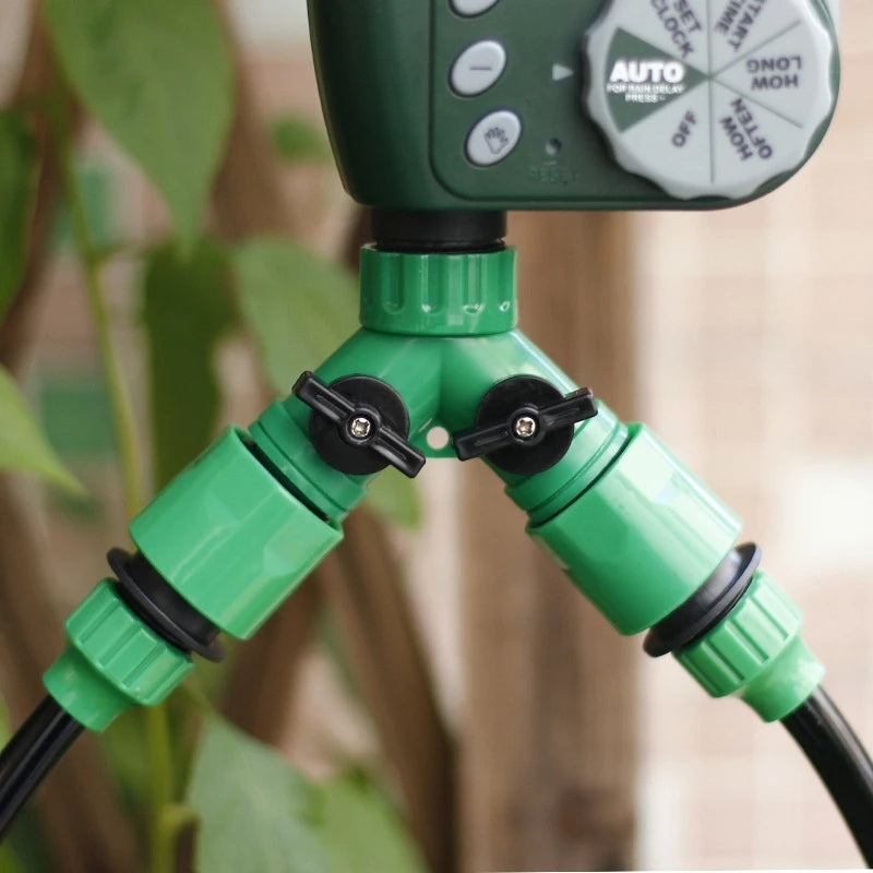 Garden Hose Y Connector 1/2" 3/4" Female Thread 2-way Tap Adapter Quick Joint Kit with On/Off Valve Water Splitter accessories