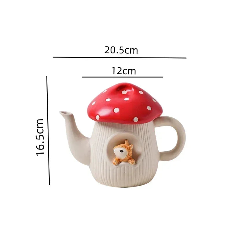 Mushroom Ceramic Cup with Lid Portable Breakfast Milk Cup and Disc Kitchen Utensils Set Home Kettle Tableware Birthday Gifts