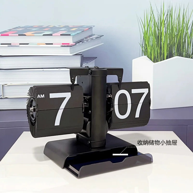 Table Clock Mechanical Automatic Page Turning Clock Retro Page Turning Table Clock Mechanical Automatic Page Turning Clock Home