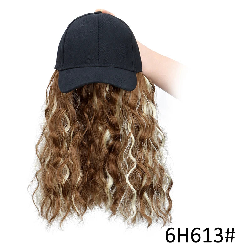 14Inch Synthetic Long Wavy Curly Baseball Cap With Hair Extension Hair Cap Hat for Women Girl Daily Hair Style Wig