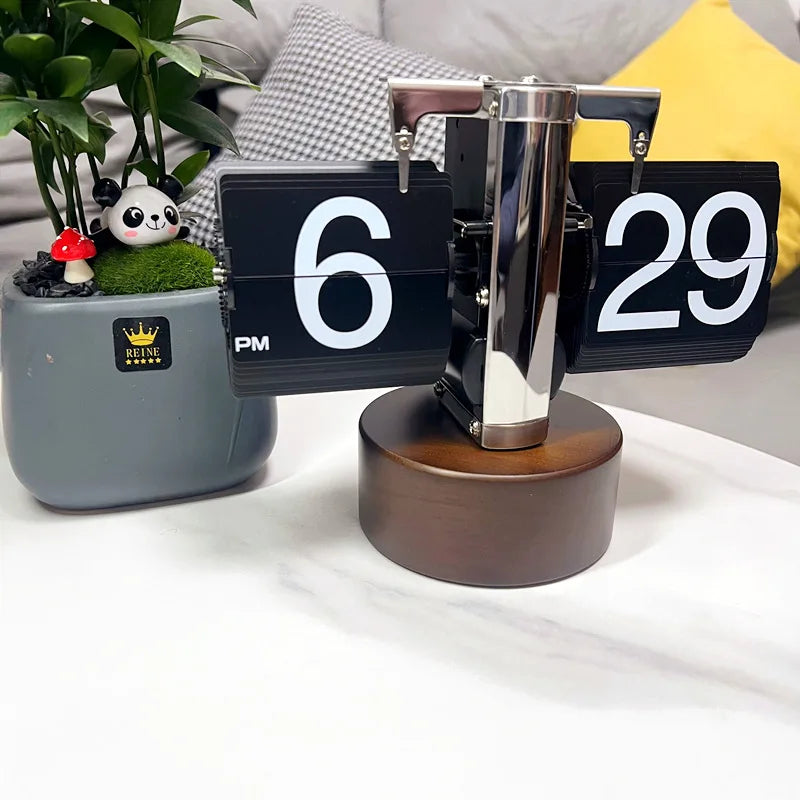 Table Clock Mechanical Automatic Page Turning Clock Retro Page Turning Table Clock Mechanical Automatic Page Turning Clock Home