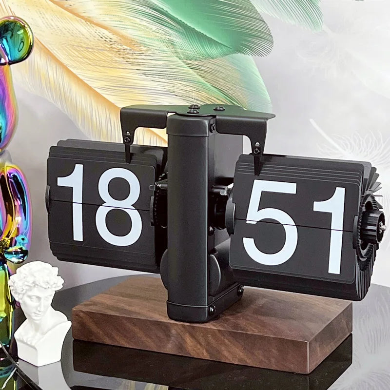 Table Clock Mechanical Automatic Page Turning Clock Retro Page Turning Table Clock Mechanical Automatic Page Turning Clock Home