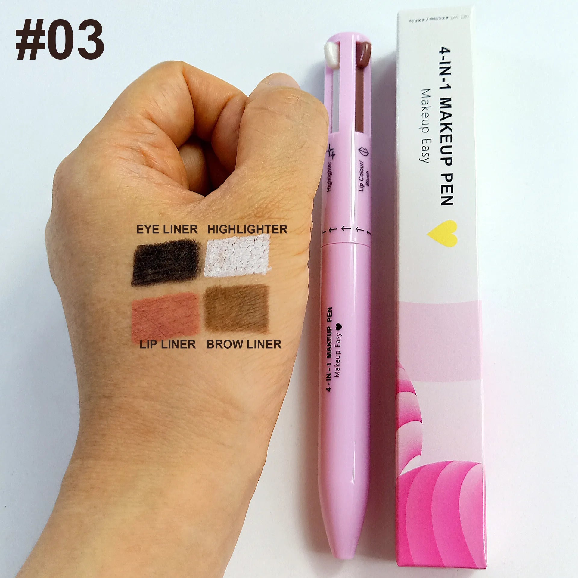 4 In 1 Eyeliner Eyebrow Pencil Waterproof Long Lasting Easy Color Eyebrow Pen Sweatproof Lip Liner Pen Makeup Cosmetic Tool
