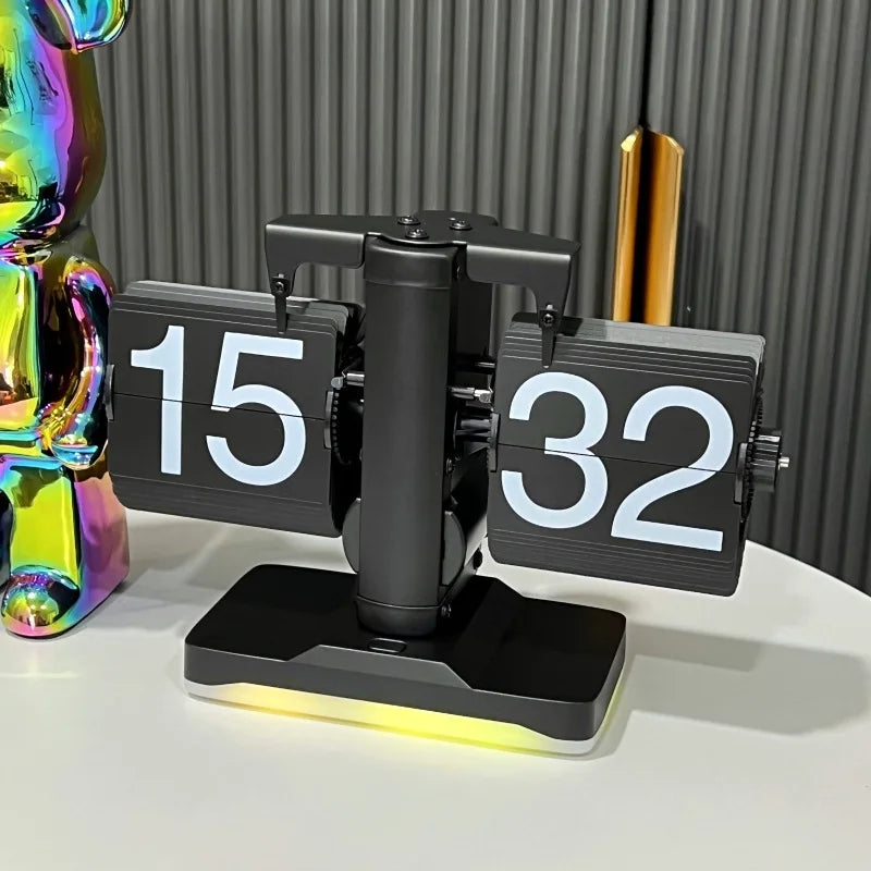 Table Clock Mechanical Automatic Page Turning Clock Retro Page Turning Table Clock Mechanical Automatic Page Turning Clock Home