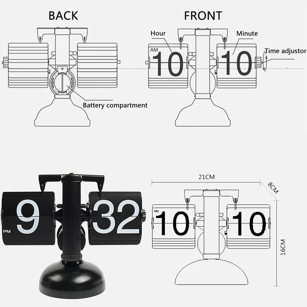 Table Clock Mechanical Automatic Page Turning Clock Retro Page Turning Table Clock Mechanical Automatic Page Turning Clock Home