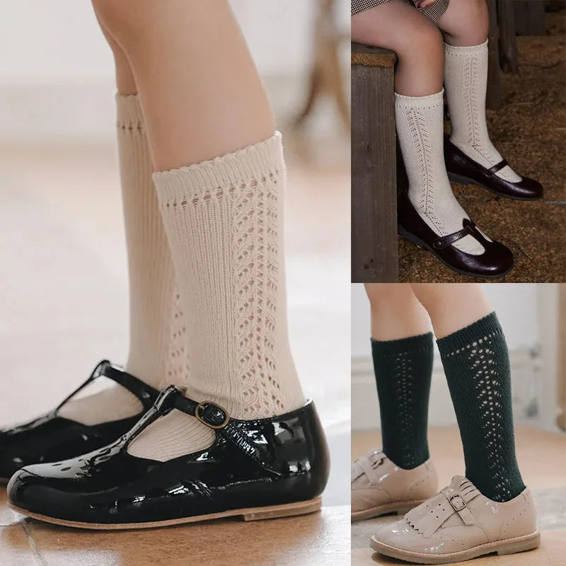 New Cute Kids Knee High Socks Baby Boys Girls Cotton Mesh Breathable Soft Socks Newborn Infant Long Socks Suit For 1-8 Years