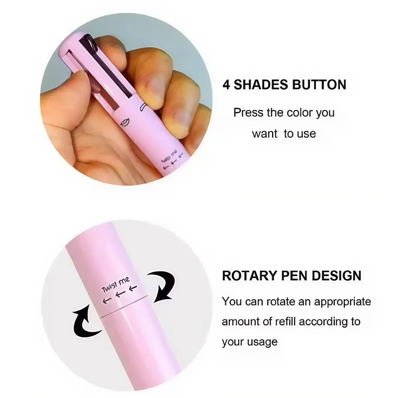 4 In 1 Eyeliner Eyebrow Pencil Waterproof Long Lasting Easy Color Eyebrow Pen Sweatproof Lip Liner Pen Makeup Cosmetic Tool