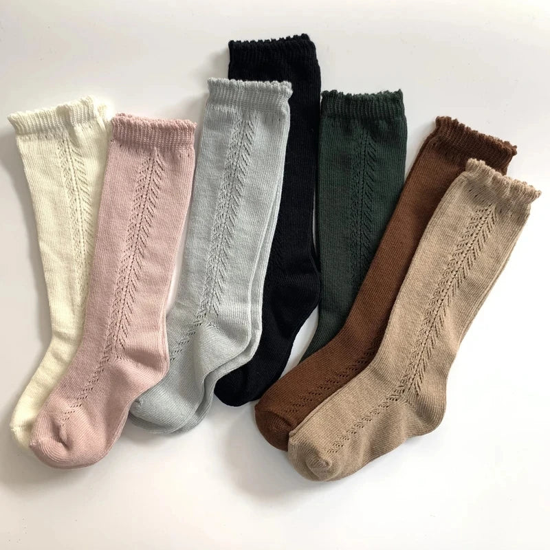 New Cute Kids Knee High Socks Baby Boys Girls Cotton Mesh Breathable Soft Socks Newborn Infant Long Socks Suit For 1-8 Years