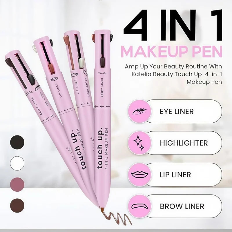 4 In 1 Eyeliner Eyebrow Pencil Waterproof Long Lasting Easy Color Eyebrow Pen Sweatproof Lip Liner Pen Makeup Cosmetic Tool