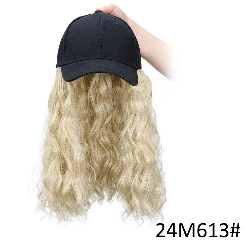14Inch Synthetic Long Wavy Curly Baseball Cap With Hair Extension Hair Cap Hat for Women Girl Daily Hair Style Wig