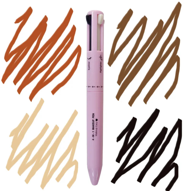 4 In 1 Eyeliner Eyebrow Pencil Waterproof Long Lasting Easy Color Eyebrow Pen Sweatproof Lip Liner Pen Makeup Cosmetic Tool