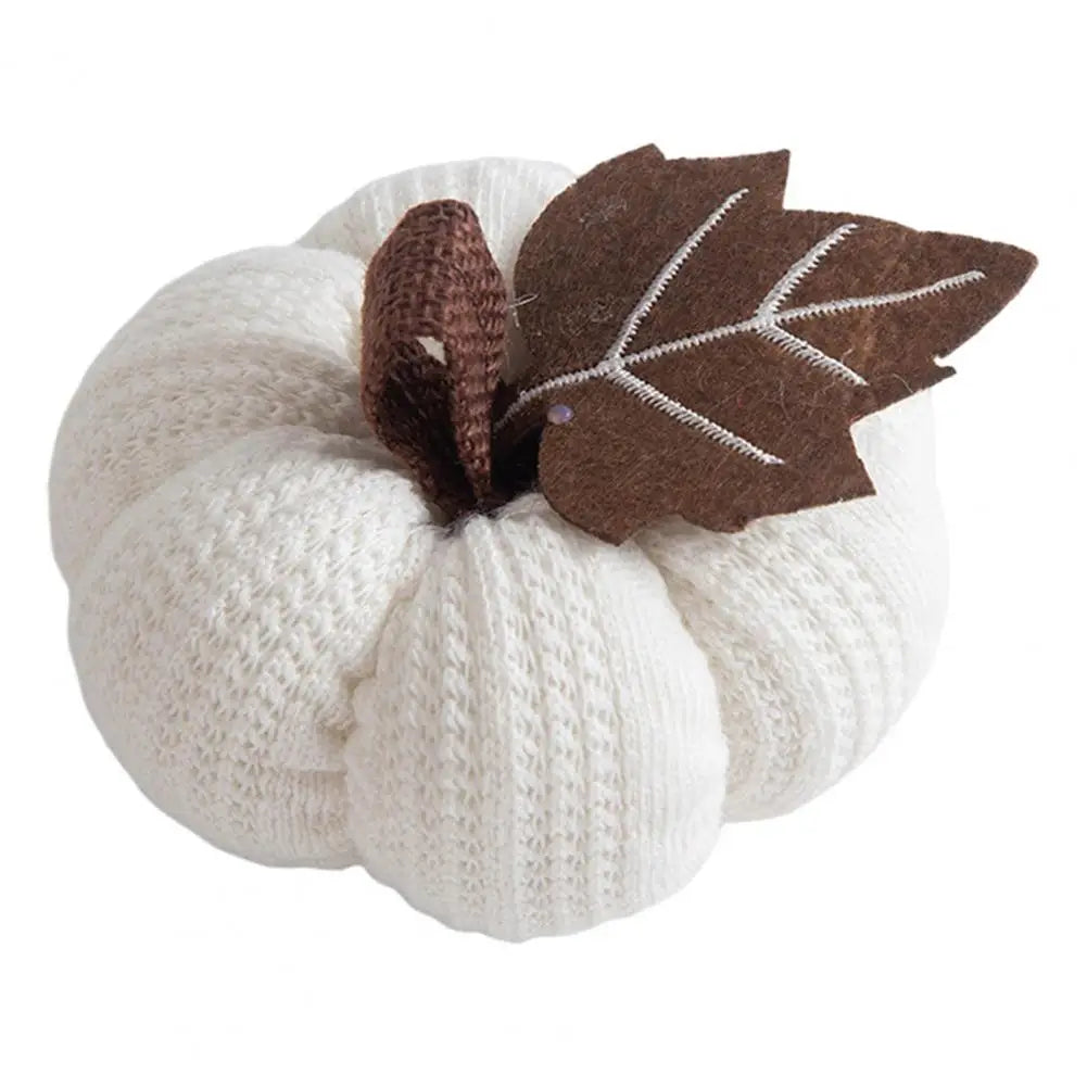 Autumn Vibes Decoration Fall Farmhouse Display Set of 3 Mini Knit Pumpkins for Thanksgiving Table Decor Realistic Faux Fall