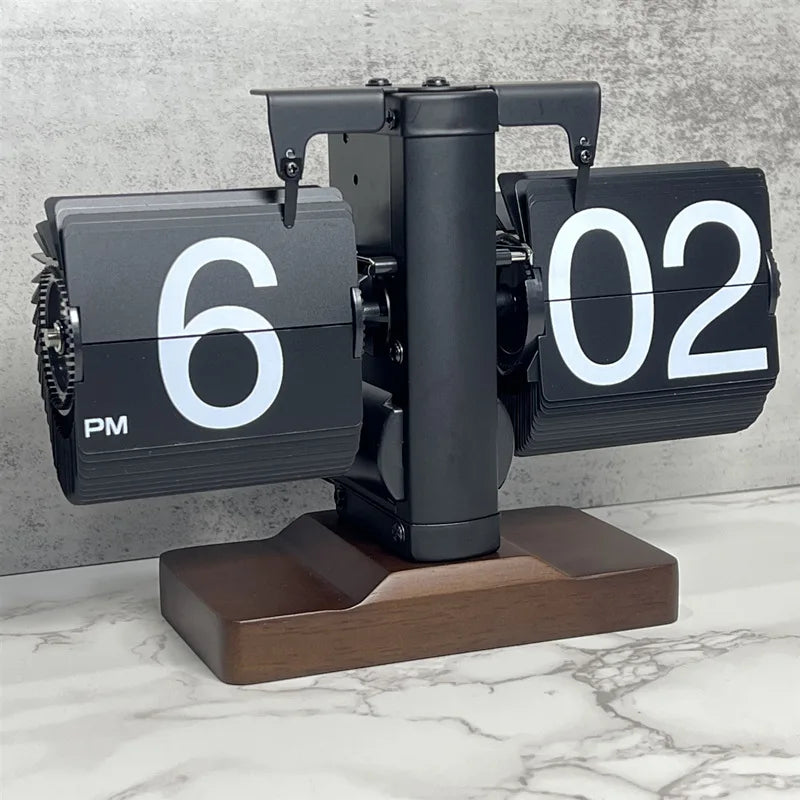 Table Clock Mechanical Automatic Page Turning Clock Retro Page Turning Table Clock Mechanical Automatic Page Turning Clock Home