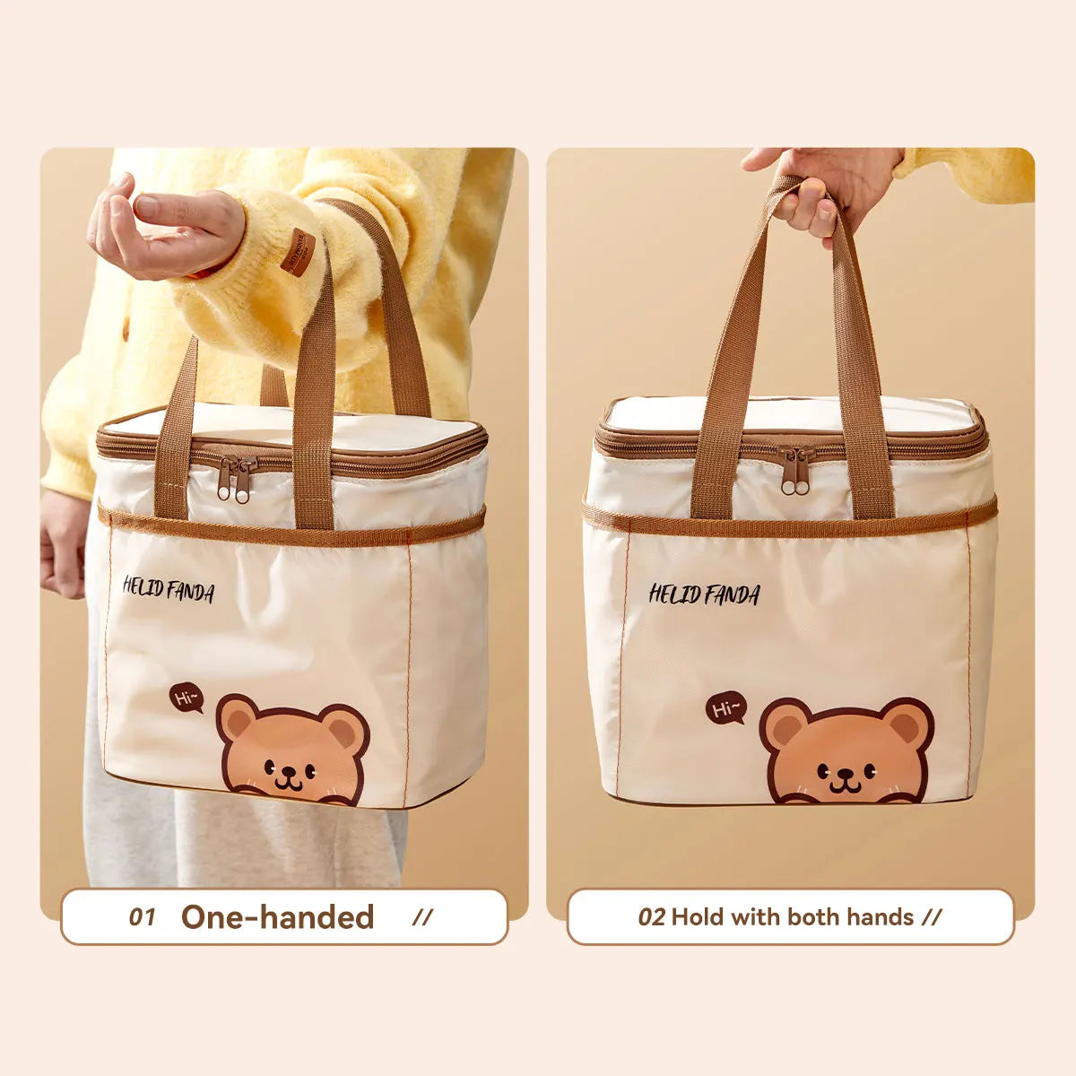 WORTHBUY Cute Thermal Lunch Box Bag Portable Large Capacity Insulated Lunch Bag Waterproof Reusable Cooler Bag Picnic Bag