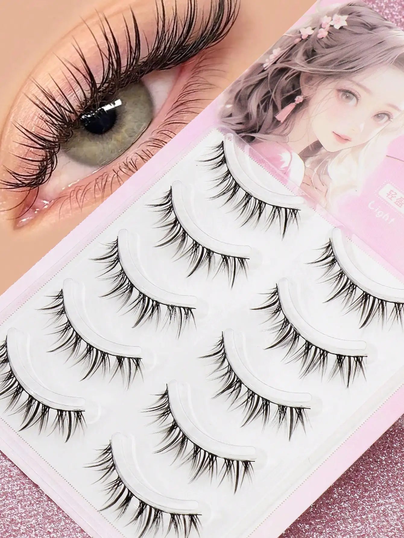 5 Pairs Cat Eye Lashes Faux Mink Eyelashes Winged End Eye Elongated Eyelashes Natural long Manga Lashes Fake Lashes Makeup