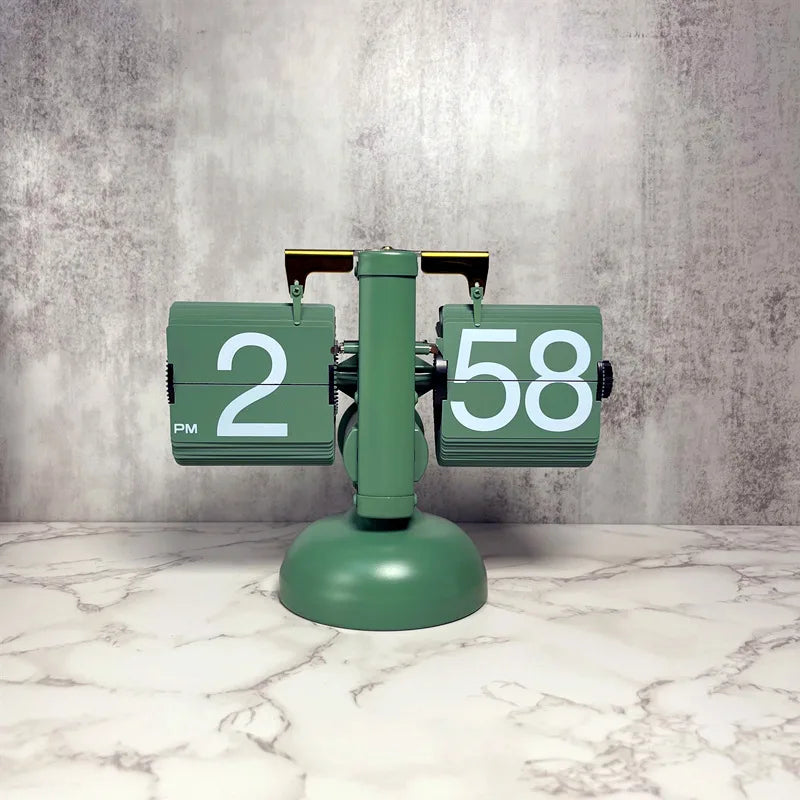Table Clock Mechanical Automatic Page Turning Clock Retro Page Turning Table Clock Mechanical Automatic Page Turning Clock Home