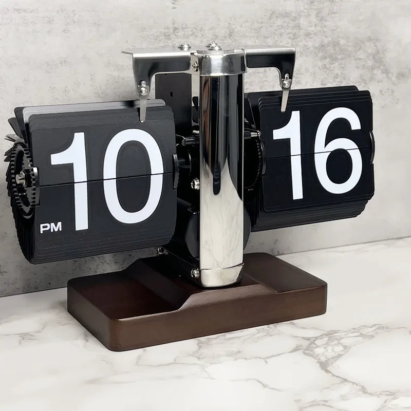 Table Clock Mechanical Automatic Page Turning Clock Retro Page Turning Table Clock Mechanical Automatic Page Turning Clock Home
