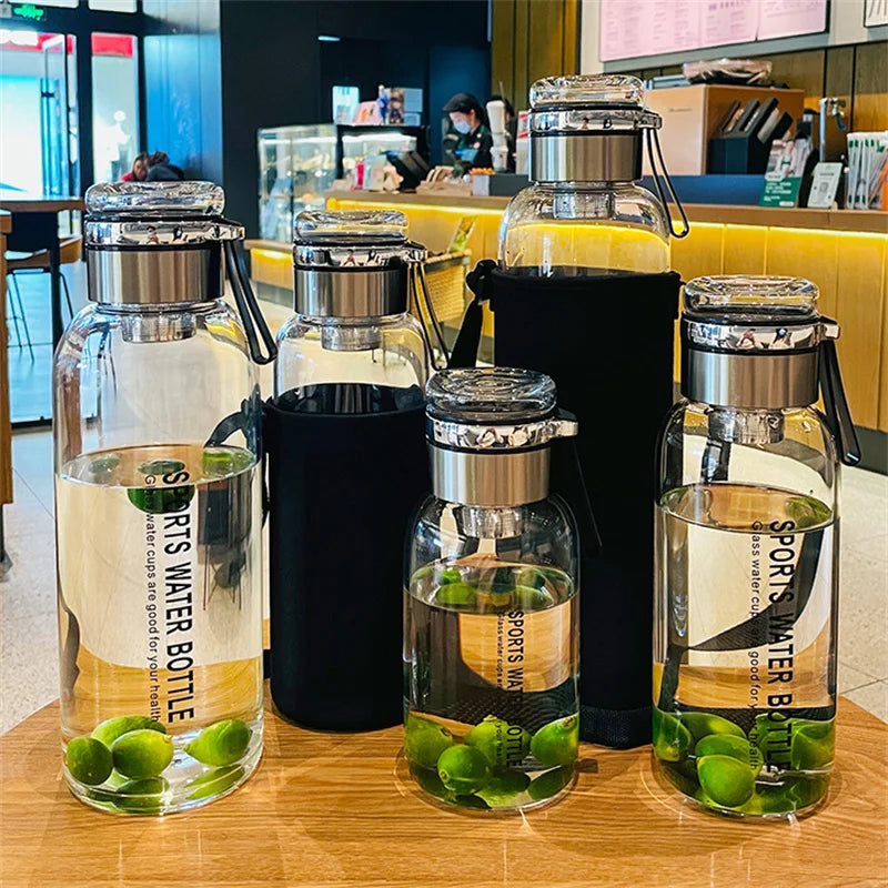 1L 1.5L 2L Portable Leakproof Large Capacity Glass Water Bottle Outdoor Sports Camping Picnic Bicycle Travel Drink Bottles Cup