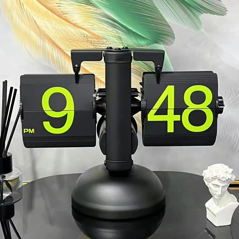 Table Clock Mechanical Automatic Page Turning Clock Retro Page Turning Table Clock Mechanical Automatic Page Turning Clock Home