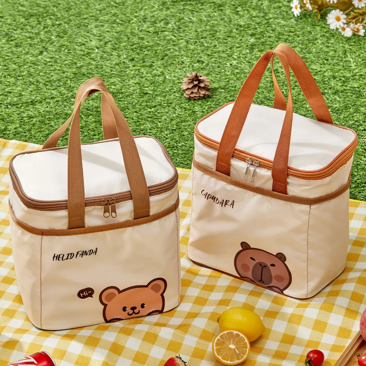 WORTHBUY Cute Thermal Lunch Box Bag Portable Large Capacity Insulated Lunch Bag Waterproof Reusable Cooler Bag Picnic Bag
