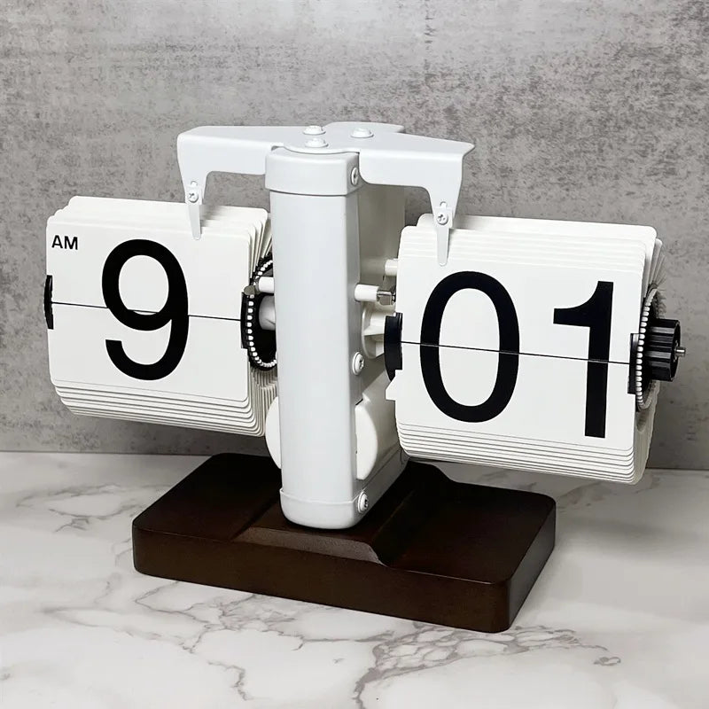 Table Clock Mechanical Automatic Page Turning Clock Retro Page Turning Table Clock Mechanical Automatic Page Turning Clock Home