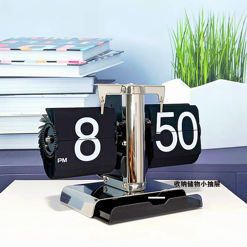 Table Clock Mechanical Automatic Page Turning Clock Retro Page Turning Table Clock Mechanical Automatic Page Turning Clock Home