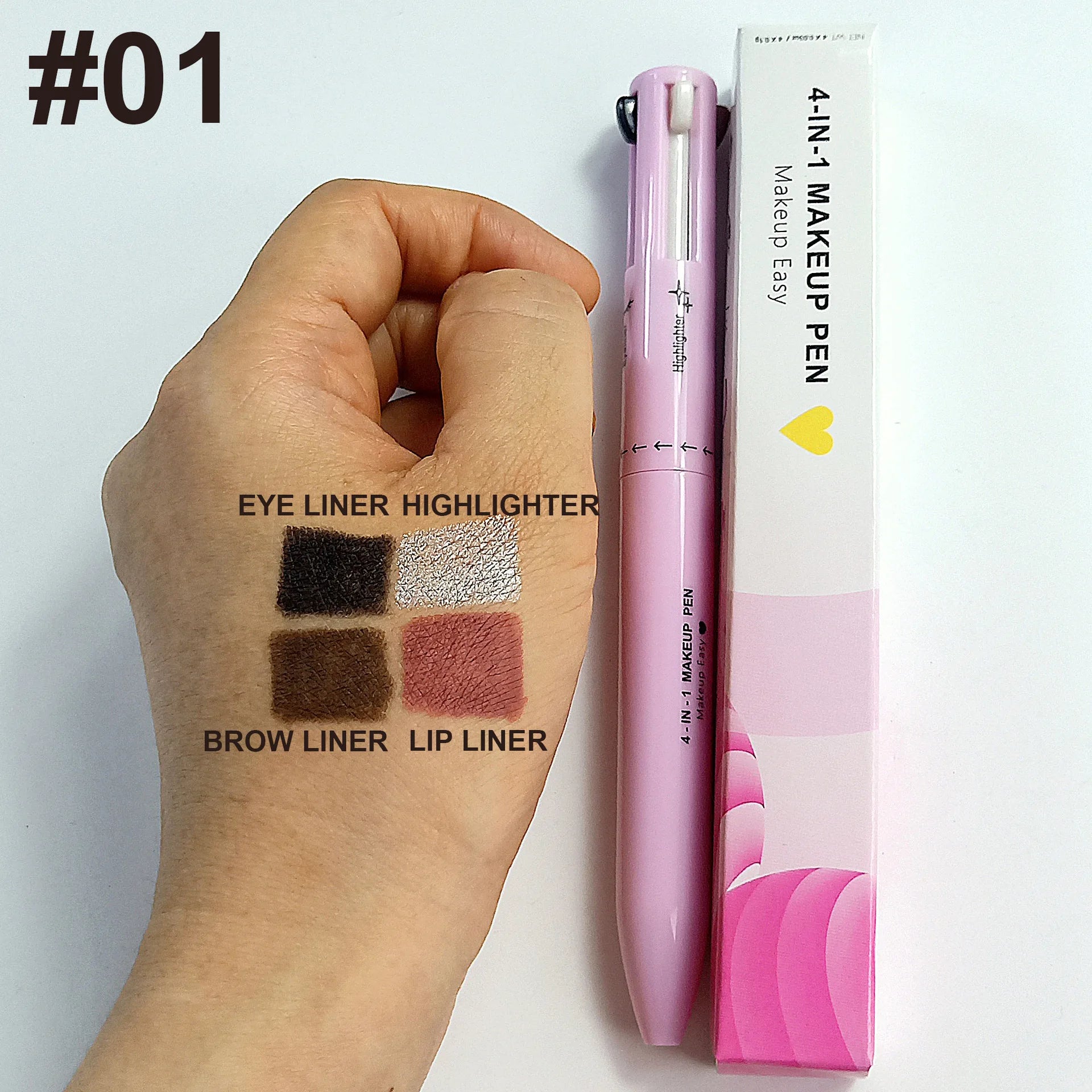 4 In 1 Eyeliner Eyebrow Pencil Waterproof Long Lasting Easy Color Eyebrow Pen Sweatproof Lip Liner Pen Makeup Cosmetic Tool