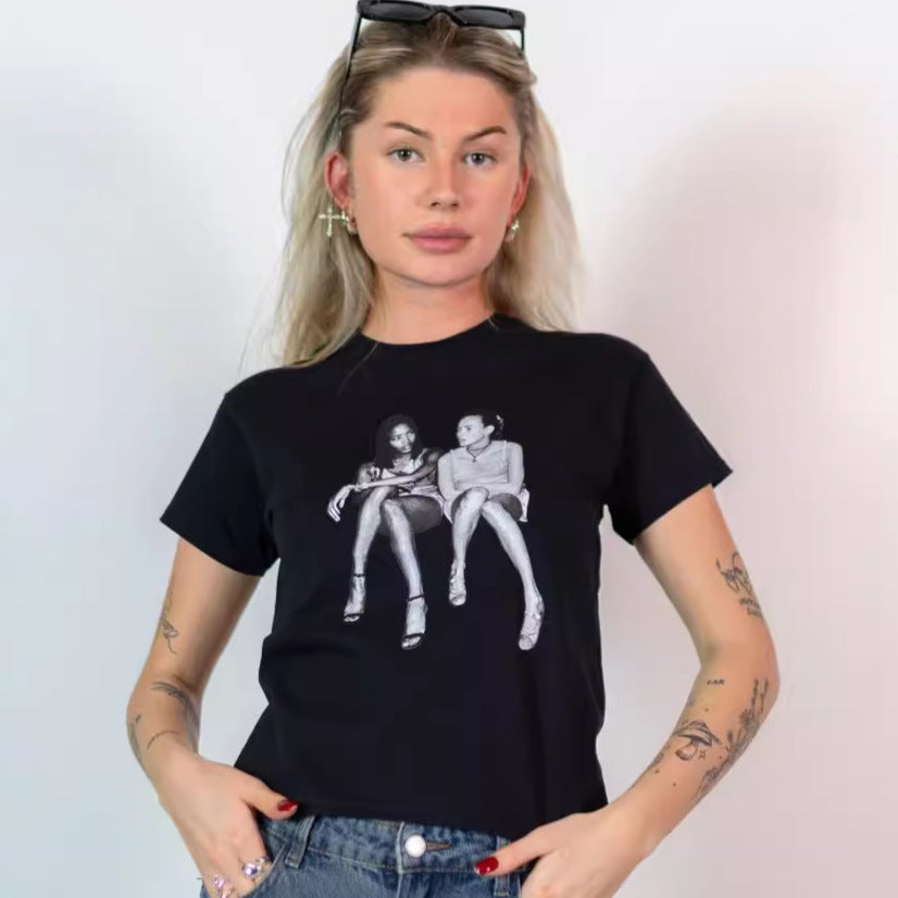 Retro Y2K Women's Short Sleeve Cropped T-Shirt