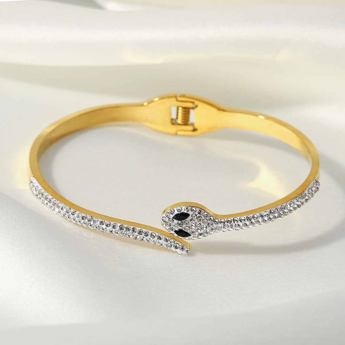 Greatera Delicate Full Rhinestone Snake Stainless Steel Bracelets Bangles for Women Gold Plated Cuff Bracelet Charm Jewelry 2023