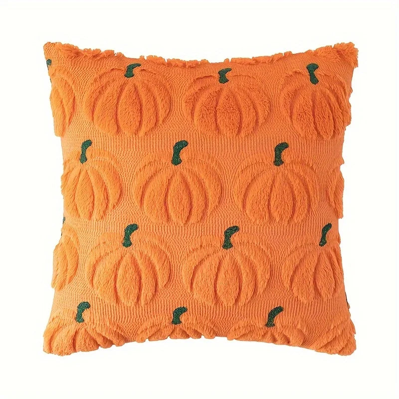 Autumn Pumpkin Home Decor Pillow Cover - Orange with Green Stem - Traditional Style - Suitable for Living Room, Bedroom, Sofa