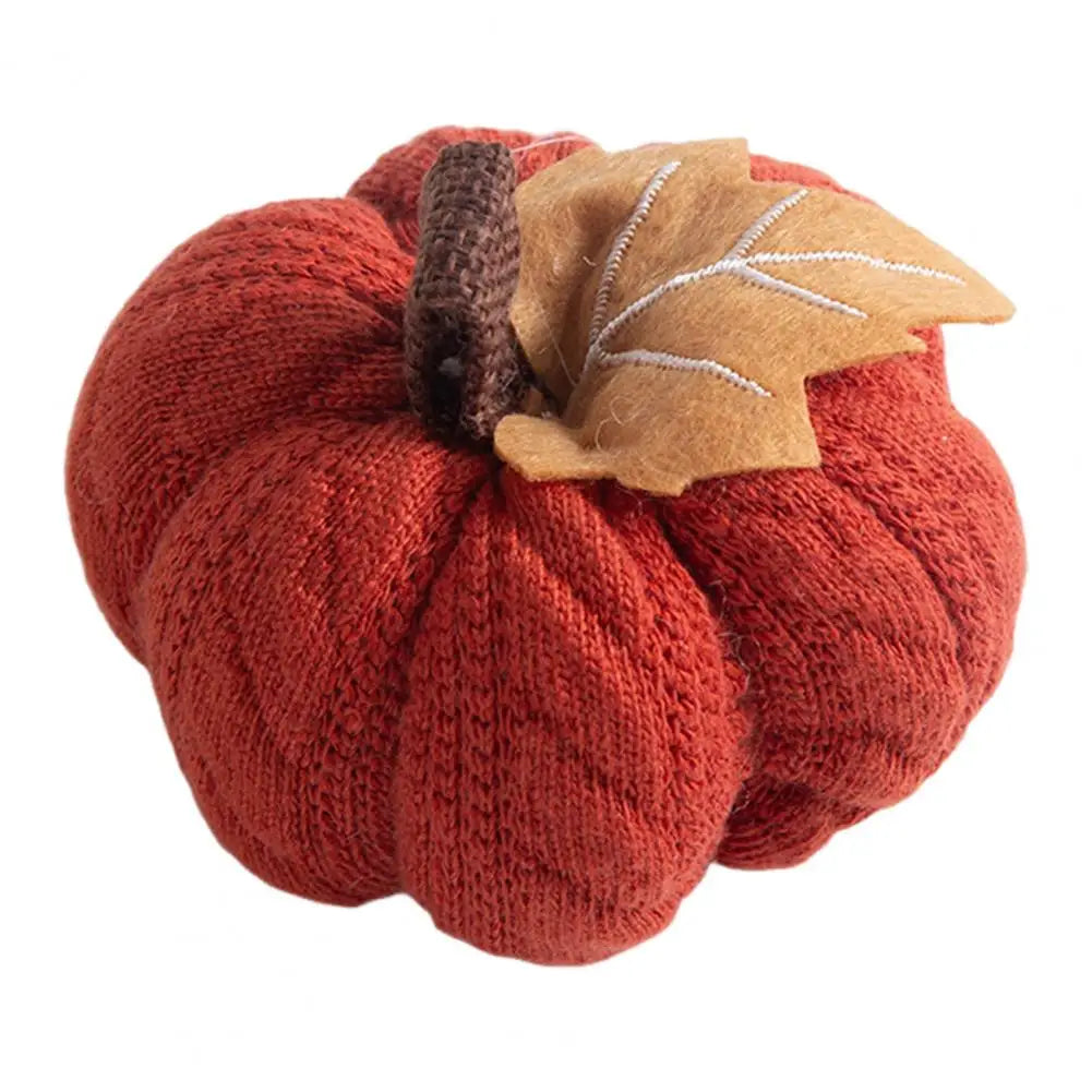 Autumn Vibes Decoration Fall Farmhouse Display Set of 3 Mini Knit Pumpkins for Thanksgiving Table Decor Realistic Faux Fall
