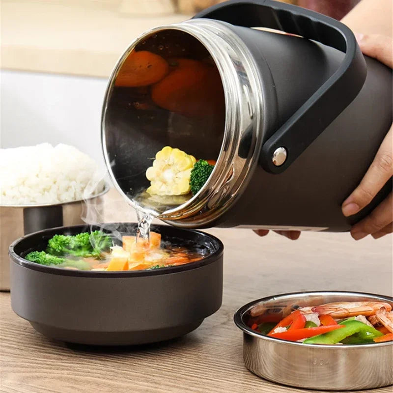 304 Stainless Steel Storage Portable rice box Food Container Lunch Box Dinnerware Thermal insulation Thermos School Bento Box