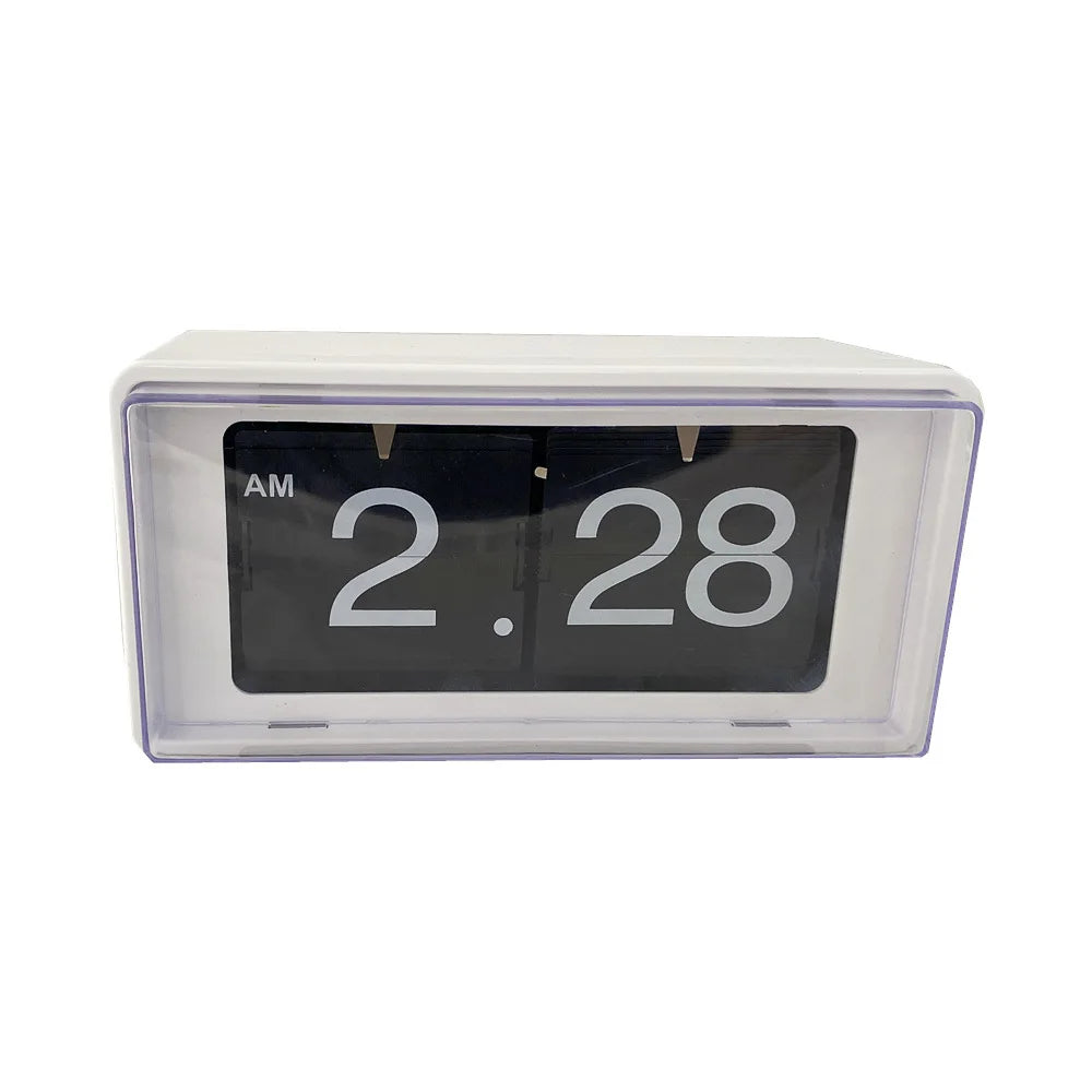 Retro Metal European Style Light Luxury Classic Black and White Large Number Automatic Page Turning Clock Living Room Ornament