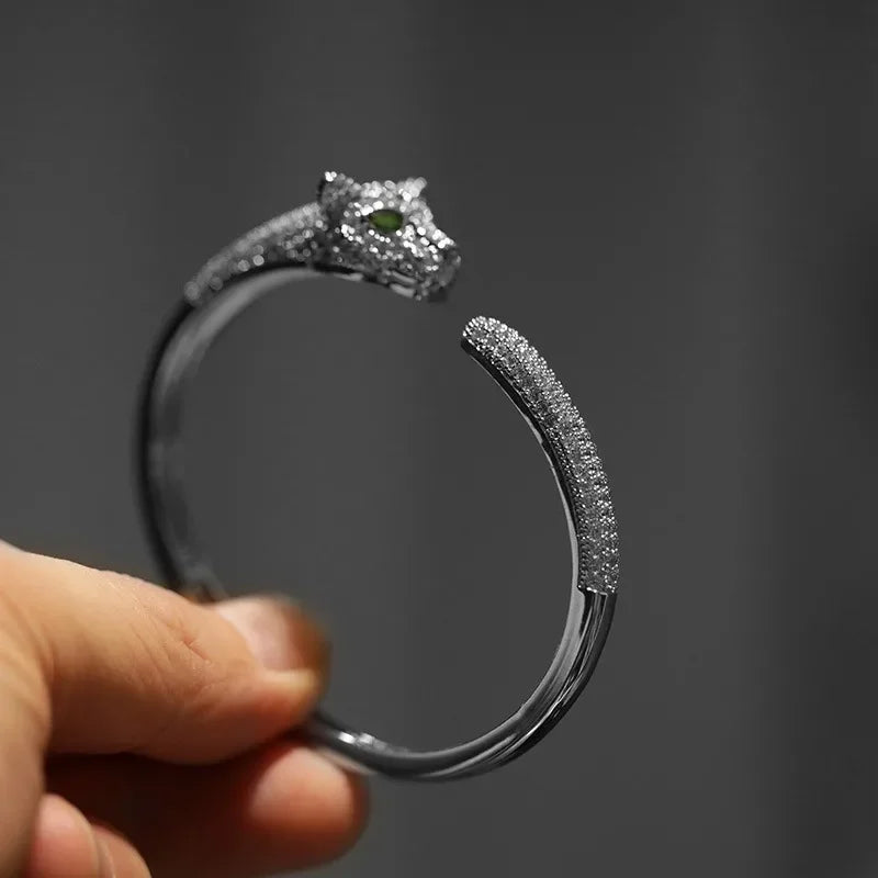 Luxury Inspired leopard Bracelet Set With Sparkling Rhinestones Open Cuff For Women Party Elegant Look Jewelry dropshipping