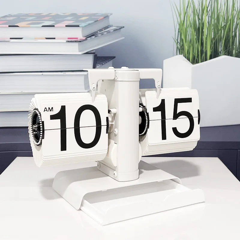 Table Clock Mechanical Automatic Page Turning Clock Retro Page Turning Table Clock Mechanical Automatic Page Turning Clock Home