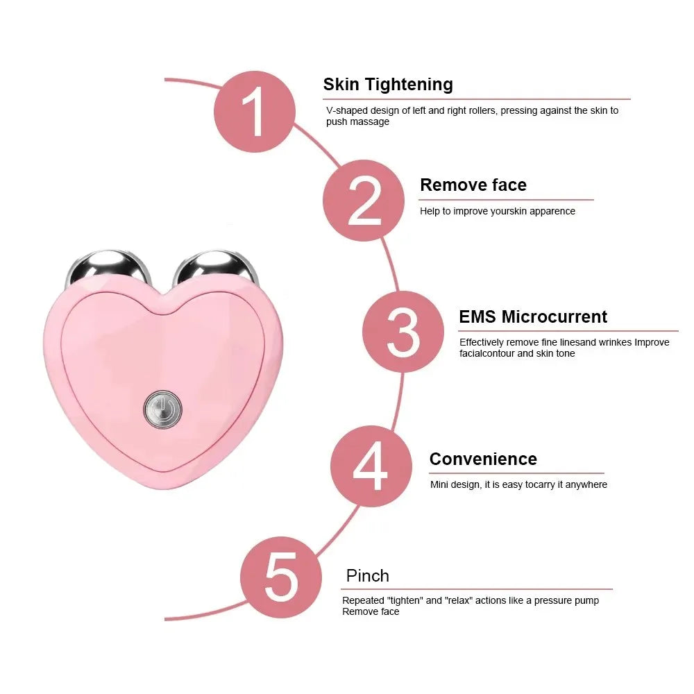 Facial Massager Microcurrent Face Lifting Machine Roller Skin Tightening Rejuvenation Beauty Charging Facial Anti Wrinkle