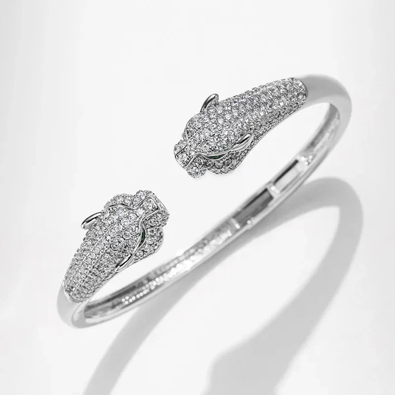 Luxury Inspired leopard Bracelet Set With Sparkling Rhinestones Open Cuff For Women Party Elegant Look Jewelry dropshipping