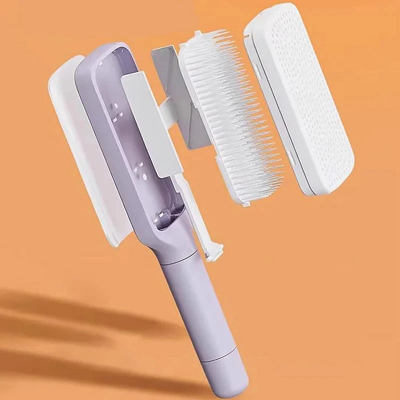 Automatic Self Cleaning Rotating Lifting Retractable Hairbrush Comb - Anti Static Scalp Massage Comb