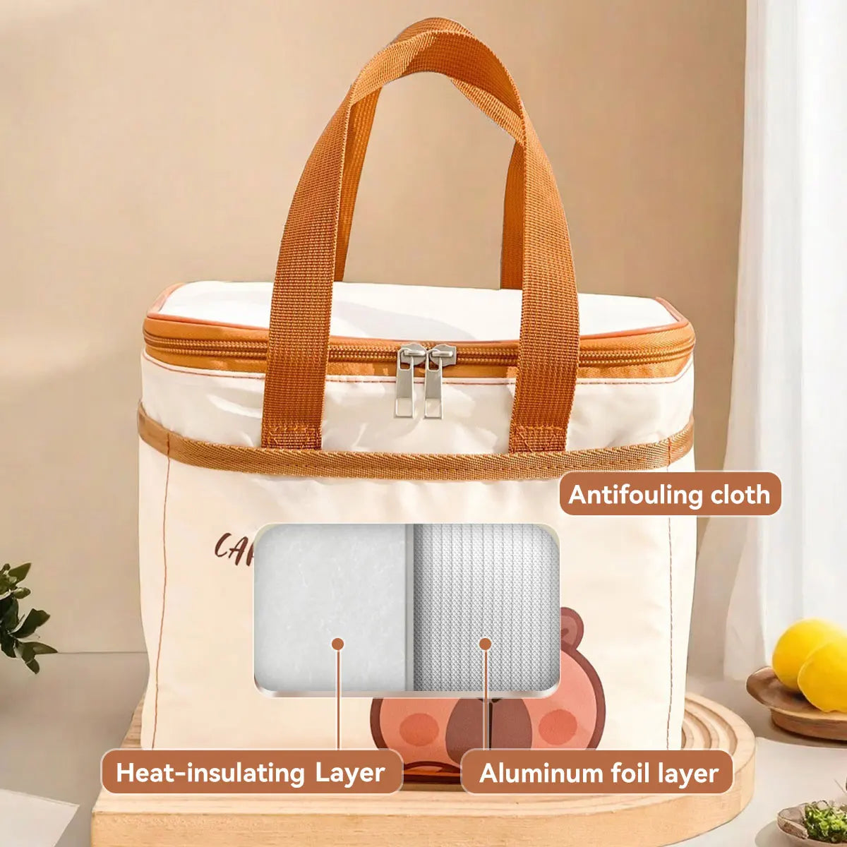 WORTHBUY Cute Thermal Lunch Box Bag Portable Large Capacity Insulated Lunch Bag Waterproof Reusable Cooler Bag Picnic Bag