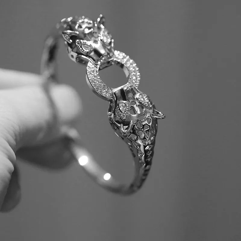 Luxury Inspired leopard Bracelet Set With Sparkling Rhinestones Open Cuff For Women Party Elegant Look Jewelry dropshipping