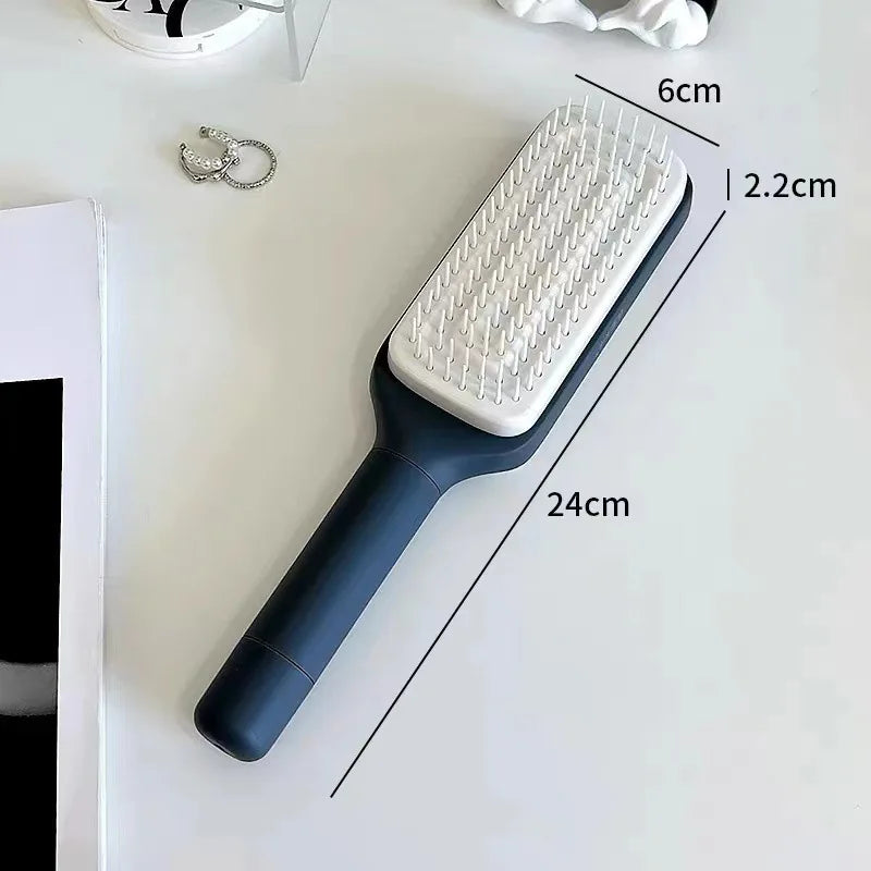 Automatic Self Cleaning Rotating Lifting Retractable Hairbrush Comb - Anti Static Scalp Massage Comb