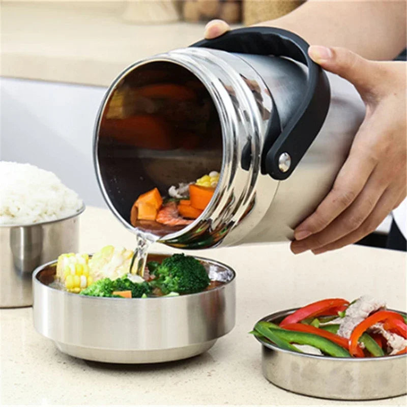 304 Stainless Steel Storage Portable rice box Food Container Lunch Box Dinnerware Thermal insulation Thermos School Bento Box